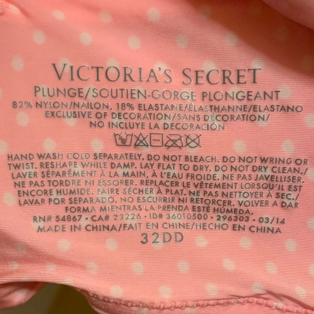 Victorias Secret Plunge Pink Polka Dot Women's Bra Hbbb - Picture 9 of 9